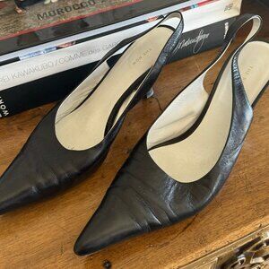 The Row black mini leather heels in size 37